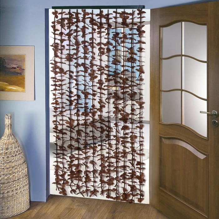 Занавеска декоративная «Листики», 90×170 см, 12 нитей, цвет кофейный - фото 1908209838