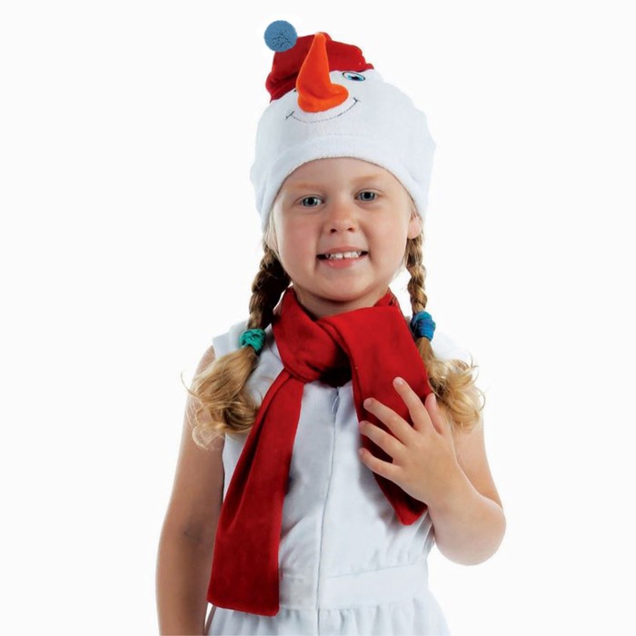 Карнавальный набор «Снеговик в красной шапке», р. 51-55, велюр - фото 1906854042