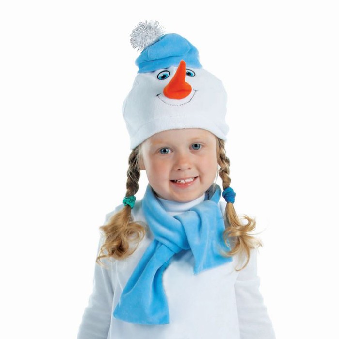 Карнавальный набор «Снеговик в шарфе», велюр, обхват головы 48-50 см