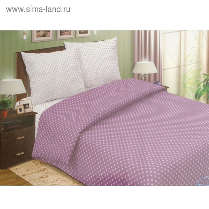 Постельное бельё евро"Pastel: Горошек", цвет фиолетовый, 200х217, 220х240, 70х70см - 2 шт - Фото 1