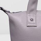 Сумка женская на молнии, отдел с перегородкой, наружный карман, длинный ремень, цвет серый - Фото 4