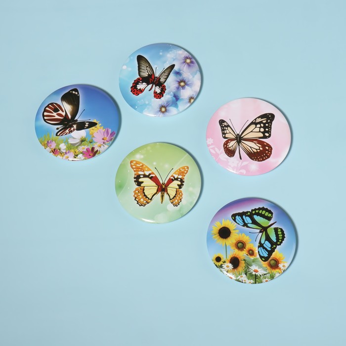 Зеркало складное «Бабочки», d 7,5 см, рисунок МИКС - фото 1886134259