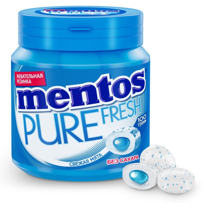 Жевательная резинка Mentos с жидким центром, со вкусом свежей мяты, 100 г - Фото 1