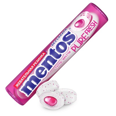 Жевательная резинка Mentos с жидким центром тутти фрутти, 15.5 г