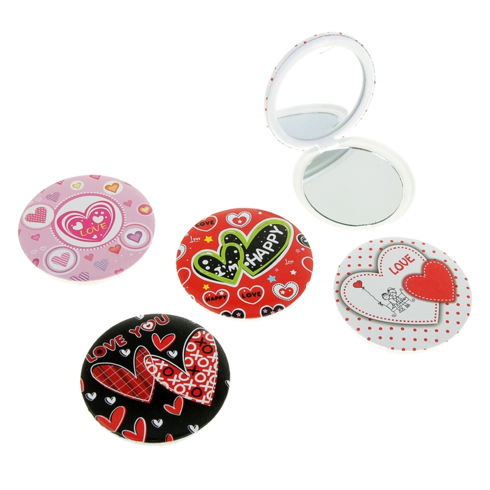 Зеркало складное, круглое, с двукратным увеличением, двустороннее, d=7,2см, цвет МИКС - Фото 1