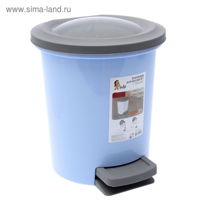 Ведро для мусора с педалью, 6 л, МИКС - Фото 1