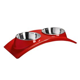 

Миска SuperDesign "Элеганс" двойная на меламиновой подставке, 2 х 160 мл, красная
