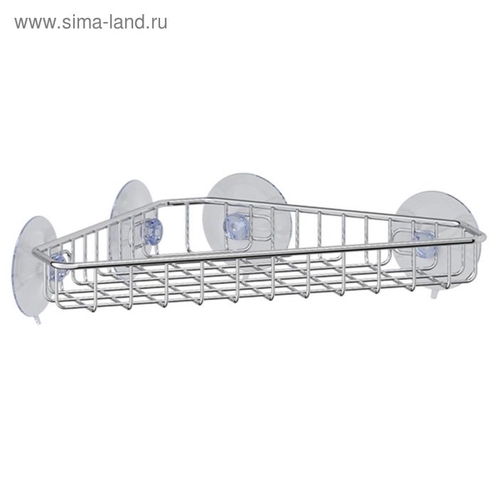 Угловая полочка-решётка на вакуумных присосках, ширина 24,5 см, хром - Фото 1