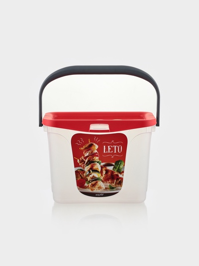 Контейнер для шашлыка c ручкой BEROSSI Leto, 6 л, пластик, прозрачный, крышка красная