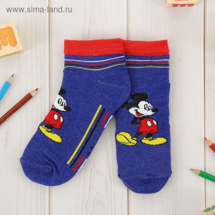 Носки детские корот "Микки Маус", 22-24 см, 12-14 лет, 80% хл.,17% п/э, 3% эл. - Фото 1