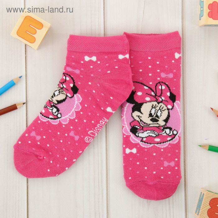 Носки детские корот "Минни Маус", 18-20 см, 7-9 лет, 80% хл.,17% п/э, 3% эл. - Фото 1