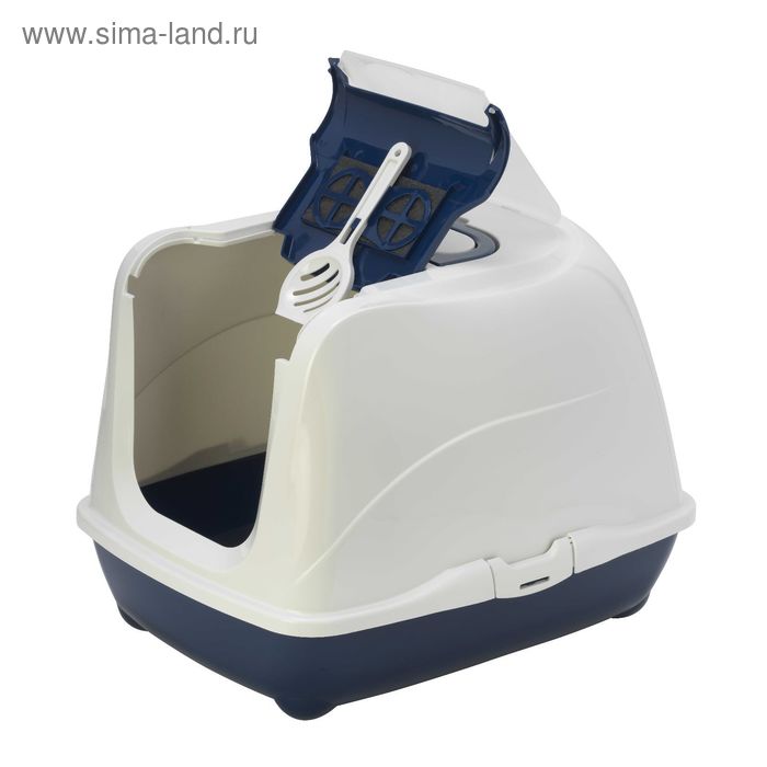 Туалет закрытый MODERNA для больших кошек Flip Cat, 58 х 45 х 42 см, цвет черники - Фото 1