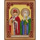 Набор для вышивки бисером на натуральном художественном холсте «Икона святого князя Петра и святой к - Фото 1