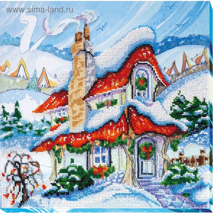 Набор для вышивки бисером на натуральном художественном холсте «Сказочная зима-2» - Фото 1