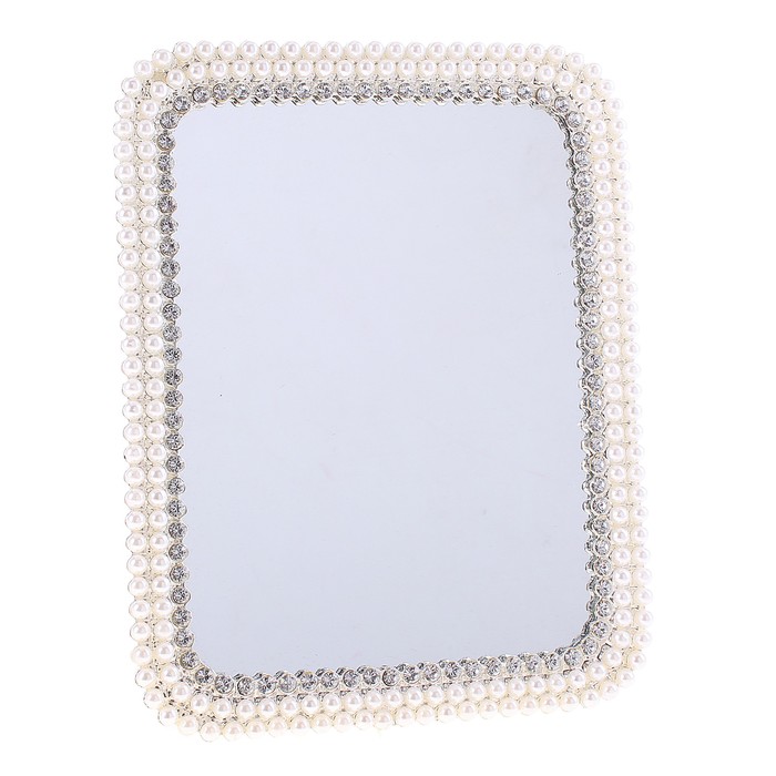 Зеркало интерьерное "Вернисаж" с жемчугом, со стразами, прямоугольное, цвет серебристый - Фото 1