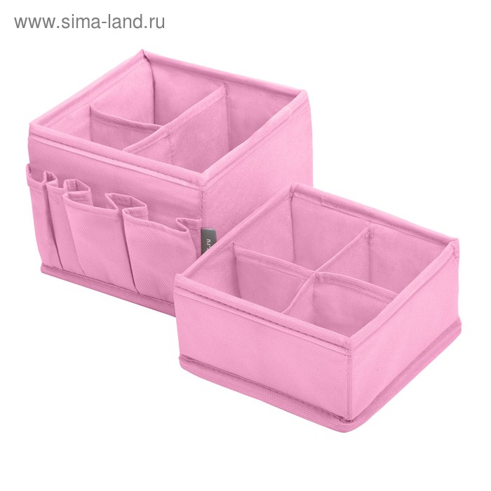 Набор органайзеров для косметики 2 шт, цвет розовый - Фото 1