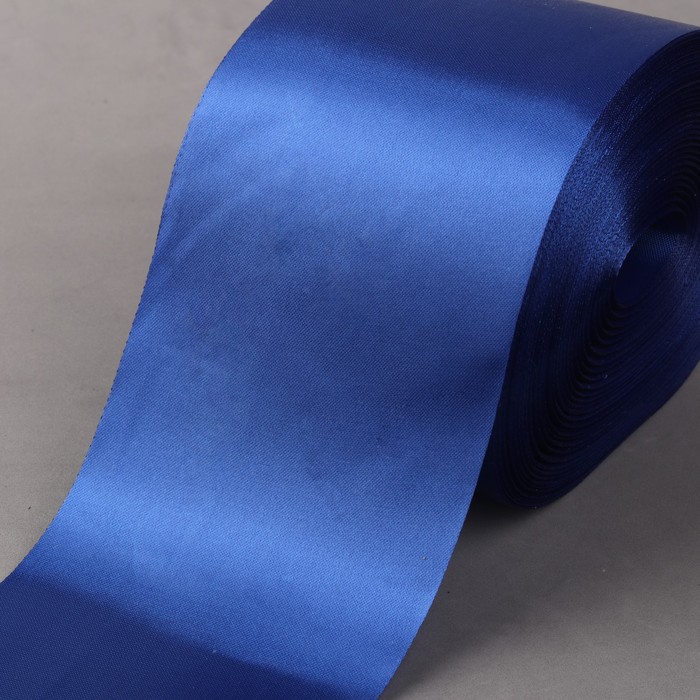 Лента атласная, 100 мм × 100 ± 5 м, цвет синий - Фото 1