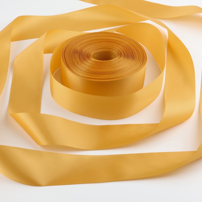 Лента атласная, 50 мм × 100 ± 5 м, цвет золотой