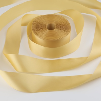 Лента атласная, 50 мм × 100 ± 5 м, цвет светло-золотой