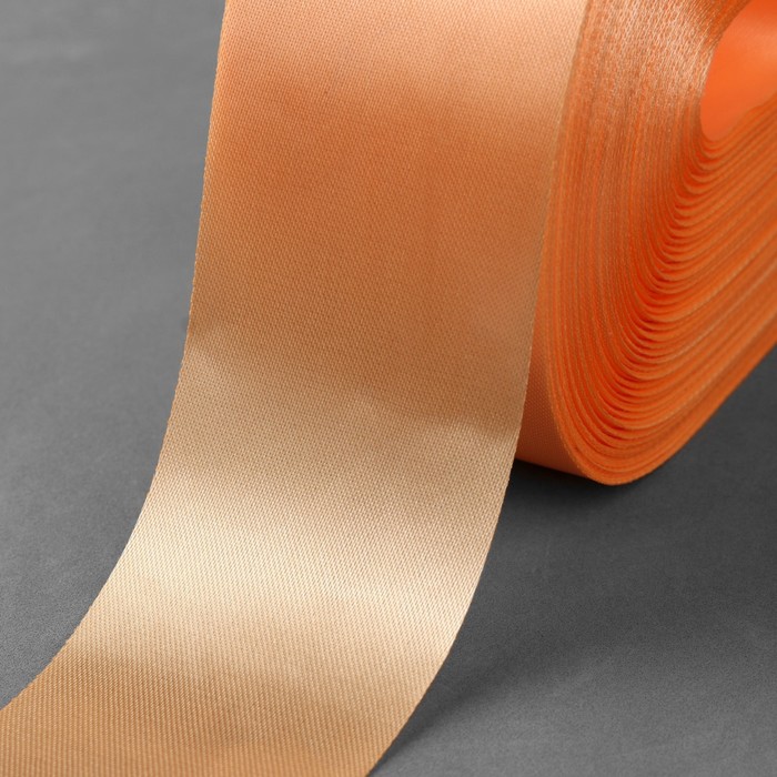 Лента атласная, 50 мм × 100 ± 5 м, цвет жемчужно-оранжевый - Фото 1