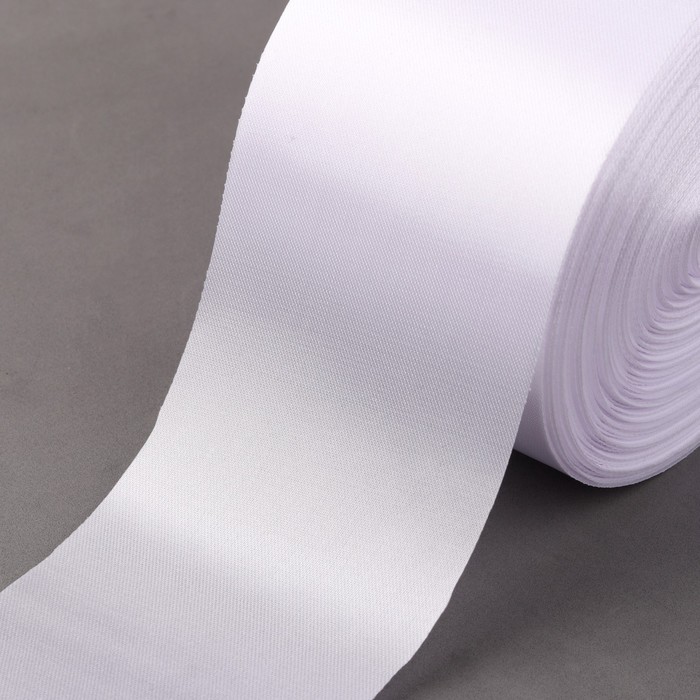 Лента атласная, 80 мм, 100±5 м, белая - Фото 1