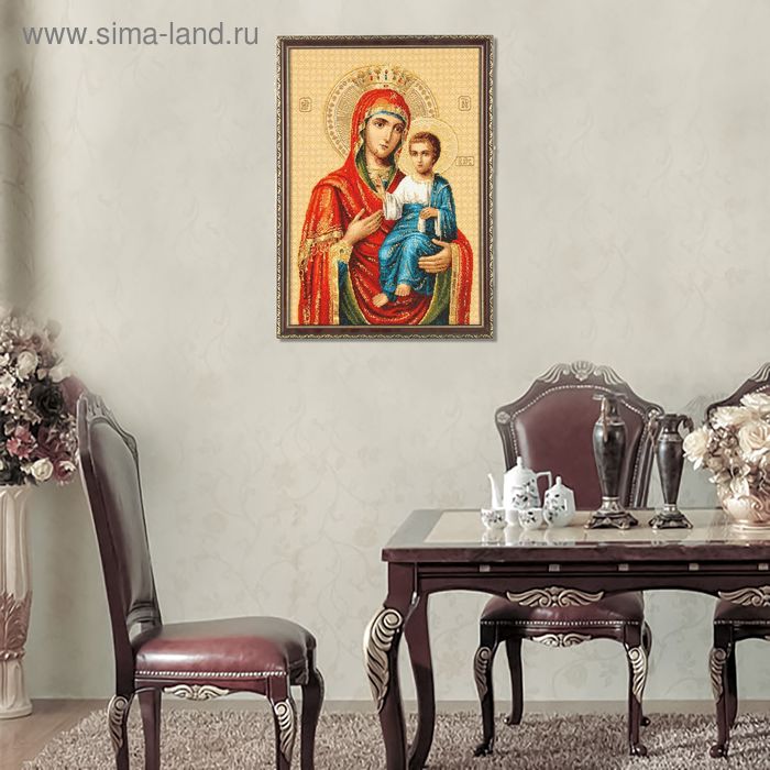 Гобеленовая картина "Икона Иверская Божия Матерь" 25х36 см - Фото 1