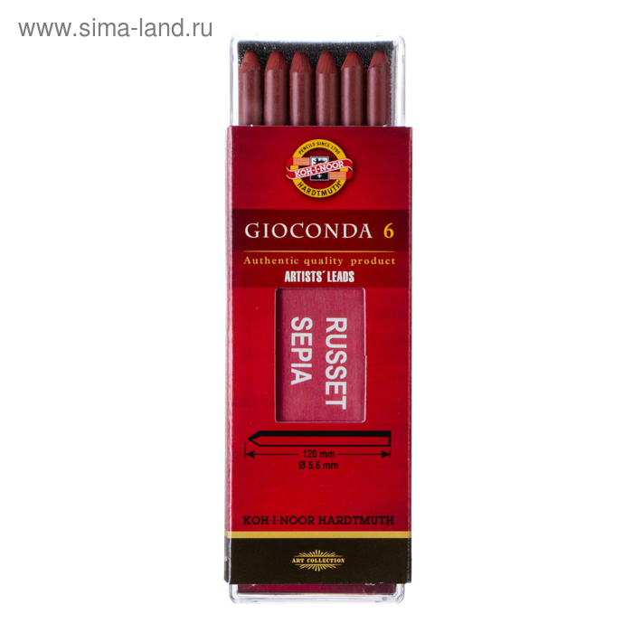 Грифель Koh-I-Noor для цанговых карандашей, 5.6 мм, сепия, красно-коричневый - Фото 1