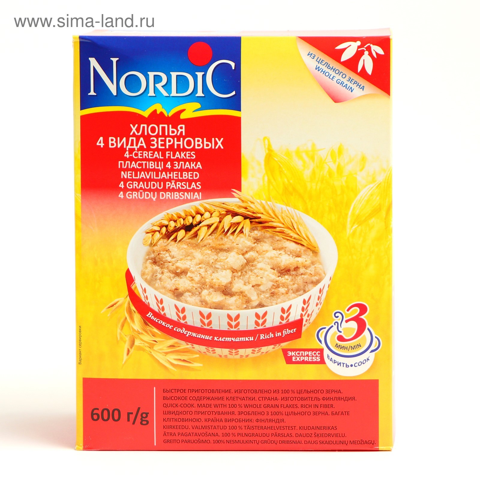 Хлопья "Nordic" 4 злака 600г (2388349) - Купить по цене от 142.00 руб ...