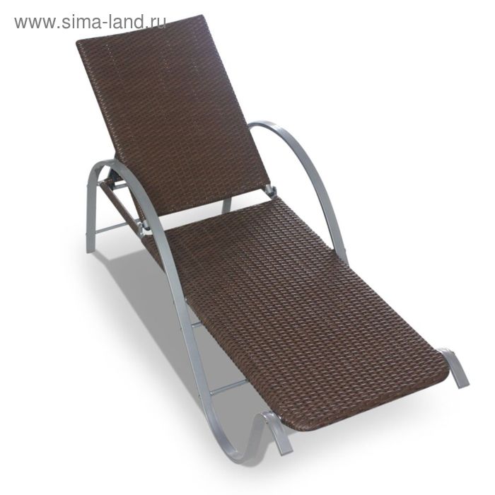 Шезлонг, искусственный ротанг, коричневый - Фото 1