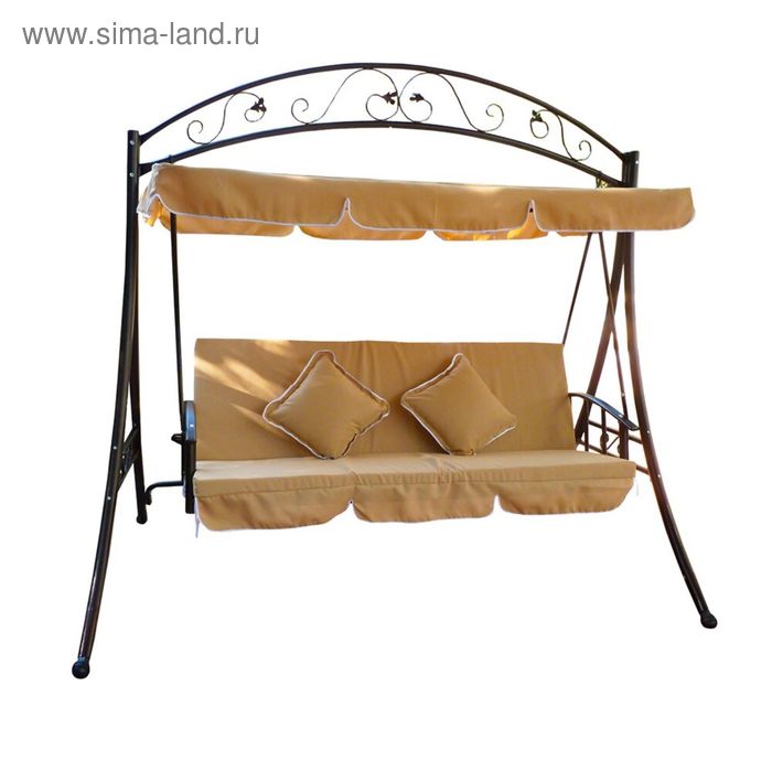 Садовые трехместные качели, коричневые - Фото 1
