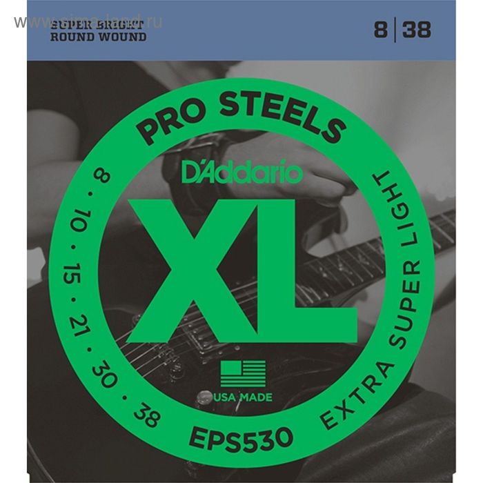 Струны для электрогитары D`Addario EPS530 XL PRO STEEL  Extra-Super Light 8-38 - Фото 1
