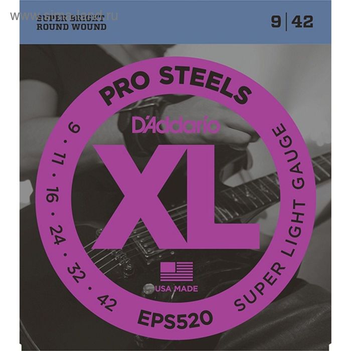 Струны для электрогитары D`Addario EPS520 XL PRO STEEL  Super Light 9-42 - Фото 1