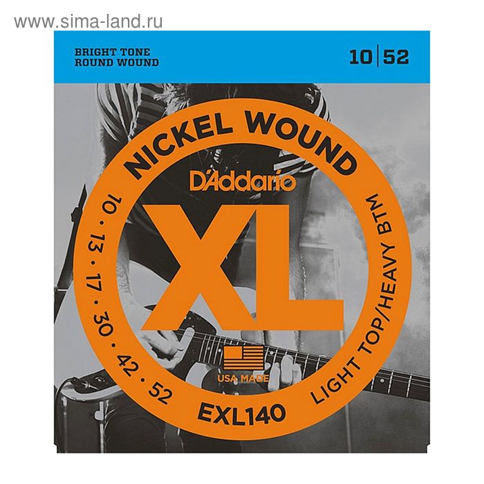 Струны для электрогитары D`Addario EXL140 XL NICKEL WOUND Light Top/Heavy Bottom 10-52 - Фото 1