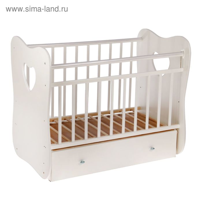 Детская кроватка Vita на маятнике, с ящиком, цвет белый - Фото 1