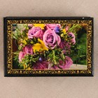 Шкатулка «Розы и гербера», 6×9 см, лаковая миниатюра - Фото 2