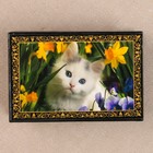 Шкатулка «Котёнок в цветах», 6×9 см, лаковая миниатюра - Фото 2