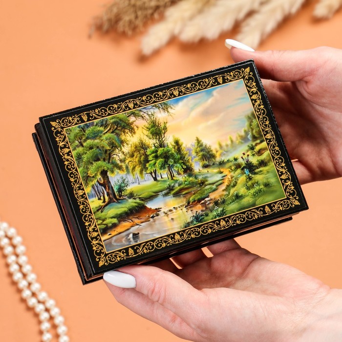 Шкатулка «Ручей», 10×14 см, лаковая миниатюра - фото 1925834201