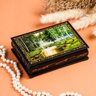Шкатулка «Аисты в лесу», 10×14 см, лаковая миниатюра - фото 297884790