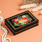 Шкатулка «Цветы на чёрном», 11х16 см, лаковая миниатюра - фото 300745413