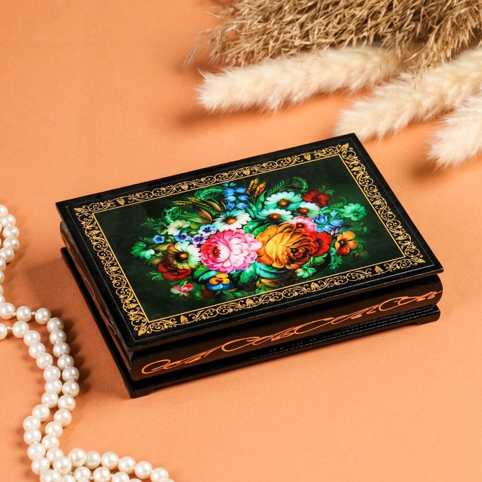 Шкатулка «Цветы», 11×16 см, лаковая миниатюра - Фото 1