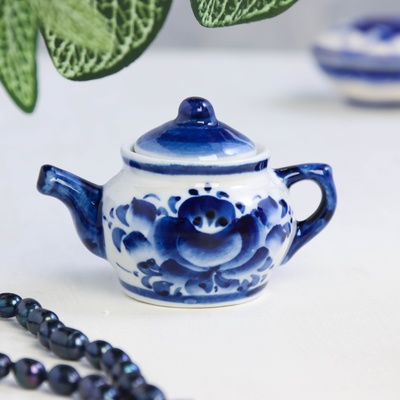 Чайник фарфор «Сувенирный», 4×4×6 см, гжель