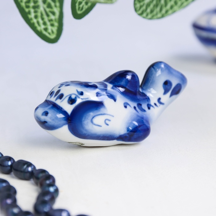 Сувенир гжель «Дельфин», бело-синий,керамика, - Фото 1