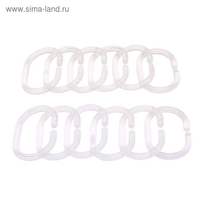 Кольца для шторы в ванную, 12 шт, цвет прозрачный РИНГШЁН - Фото 1