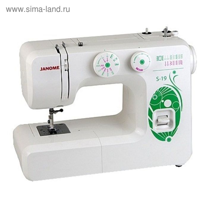 Швейная машина Janome S-19, 17 операций, обмёточная, эластичная, потайная строчка, белая - Фото 1