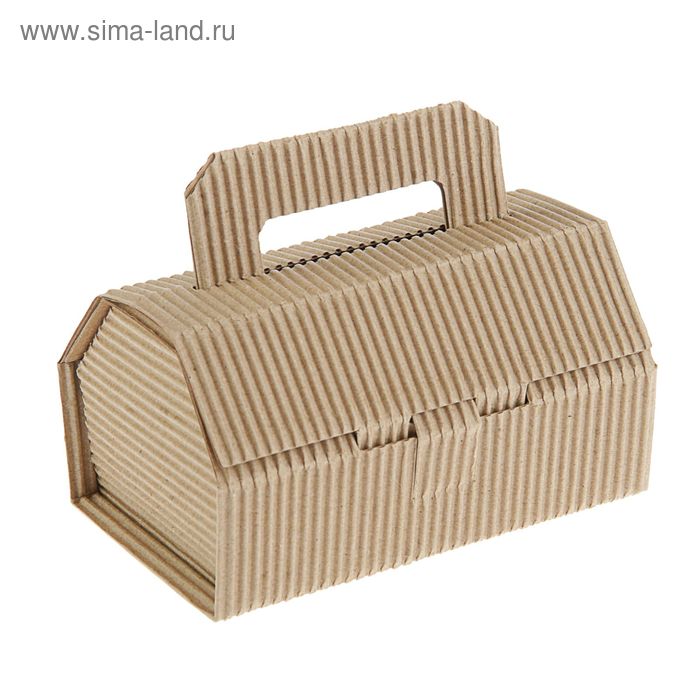 Коробка крафт из рифлёного картона, 14 х 8 х 7 см - Фото 1