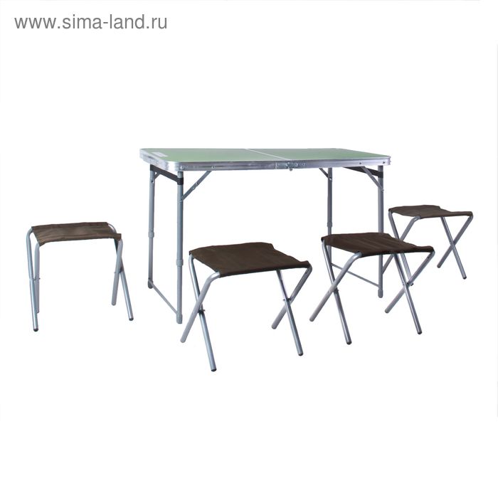 Набор: стол и 4 стула, МДФ ССТ-К, цвет зеленый - Фото 1