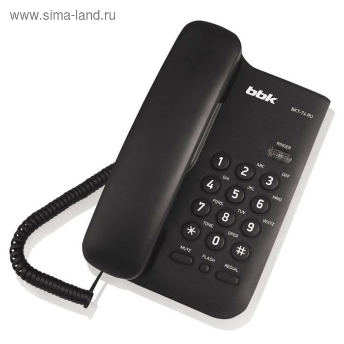 Телефон проводной BBK BKT-74 RU чёрный - Фото 1