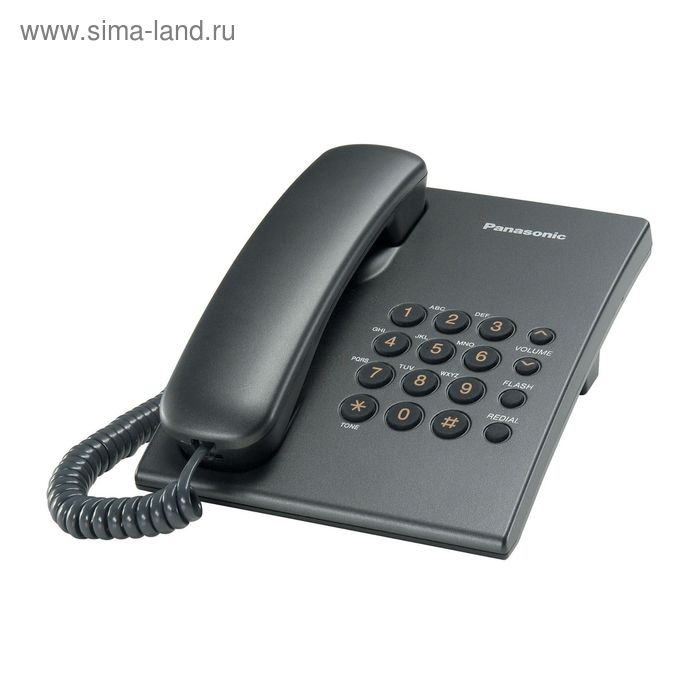 Телефон проводной Panasonic KX-TS2350RUT темно-серый - Фото 1