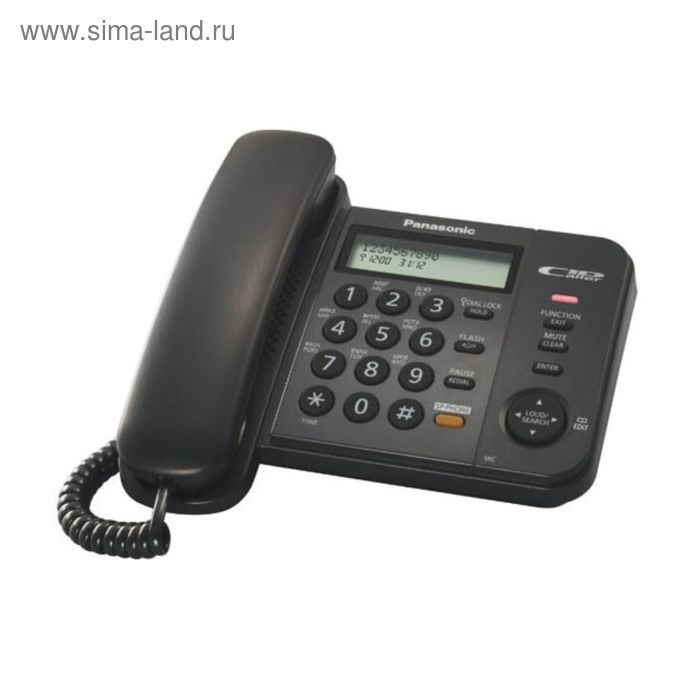 Телефон проводной Panasonic KX-TS2358RUB чёрный - Фото 1