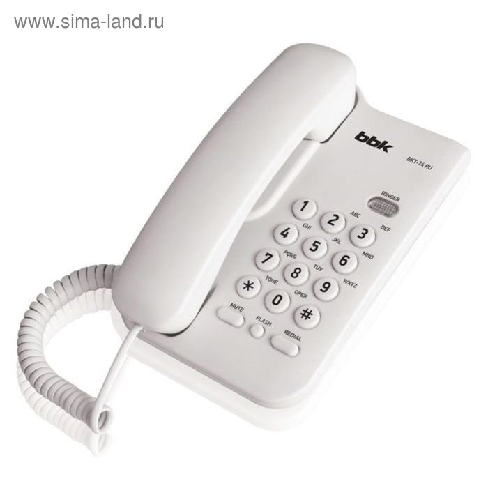 Телефон проводной BBK BKT-74 RU белый - Фото 1